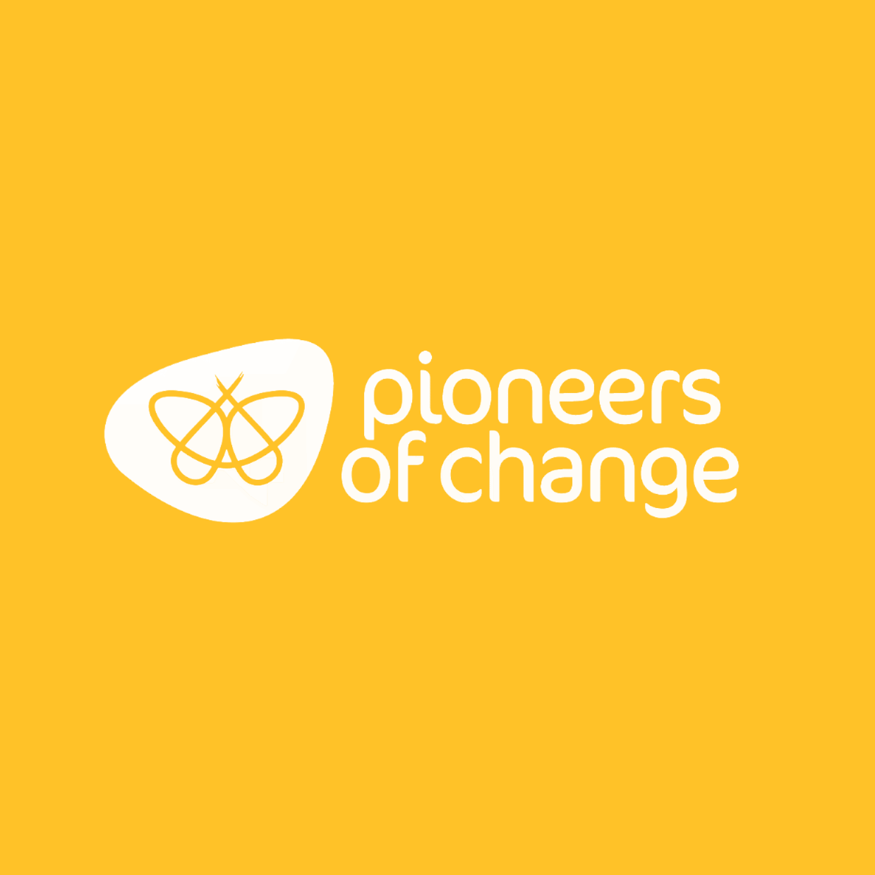 Logo Pioneers of Change auf gelbem Hintergrund